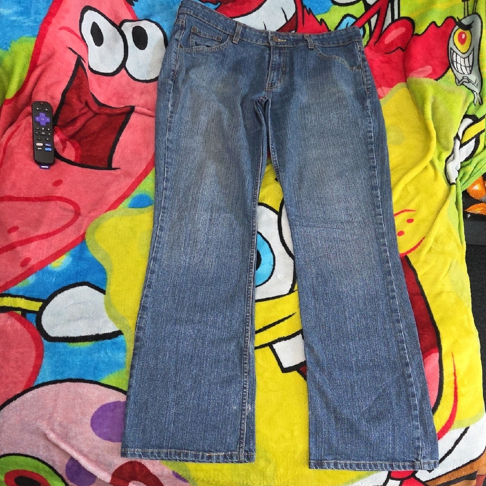 🌙2 for$20 Women's Misses 14 Long Stretch Low Rise Bootcut Blue Jeans